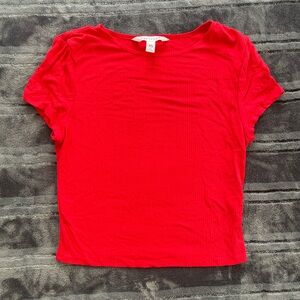 Red Ribbed Teens Crop Top